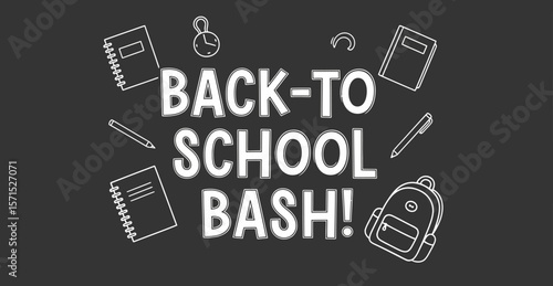 Back to school bash event flyer template vector design with school supplies