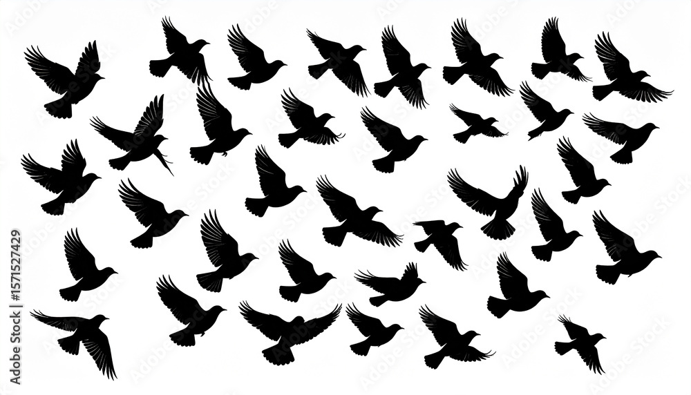Silhouette of flying birds isolated on white background Silhouette of flying birds isolated on white background