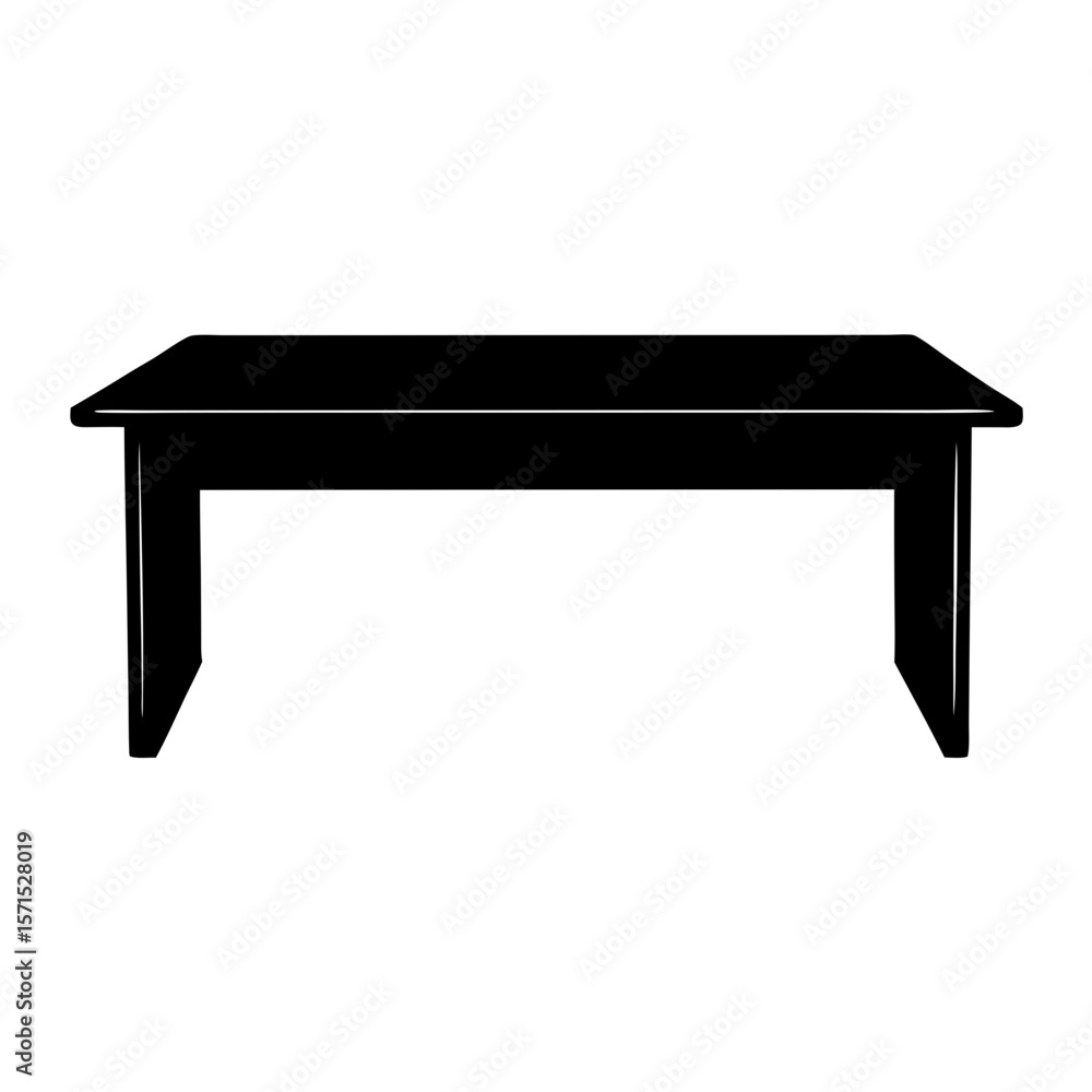 Monochrome Silhouette Illustration of a Rectangular Table with Four Legs Monochrome Silhouette Illustration of a Rectangular Table with Four Legs