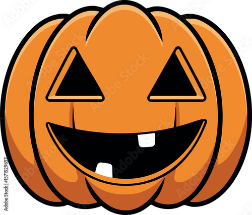 Halloween pumpkin jack o lantern happy face orange vector illustration 