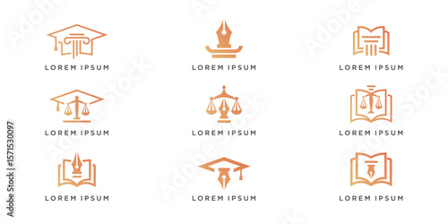 Set of unique law education logo combine