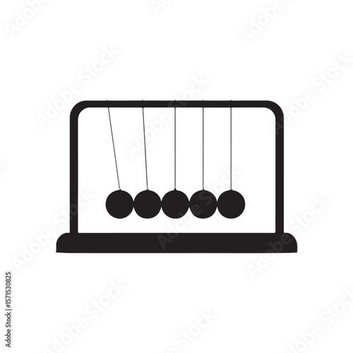 Newton cradle pendulum balls silhouette vector isolated on white background