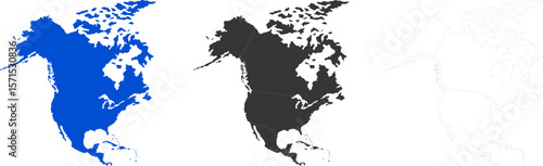 States of America territory. North America. Canada, Mexico, Alaska. Vector