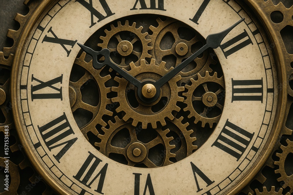 Obraz premium A Macro Shot of a Vintage Clock with Intricate Gears
