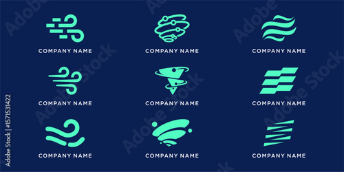 Set of unique wind logo design for various company