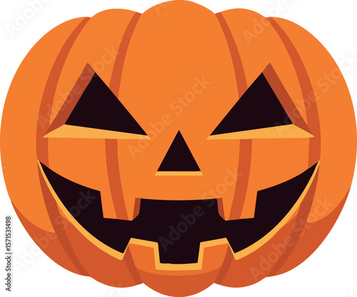 Halloween pumpkin jack o lantern with orange color and spooky face vector illustration 