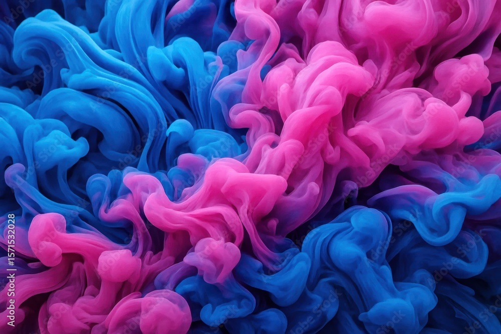 Obraz premium A vibrant dance of blue and pink smoke, swirling in a mesmerizing pattern