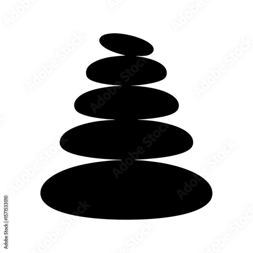 Simple black silhouette of stacked stones conveying balance, stability and peacefulness