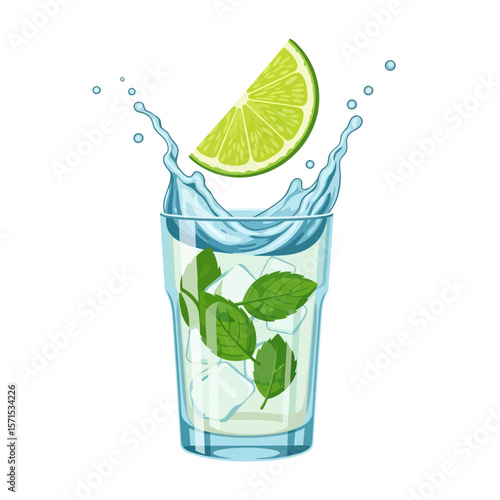 A refreshing mojito cocktail vector icon