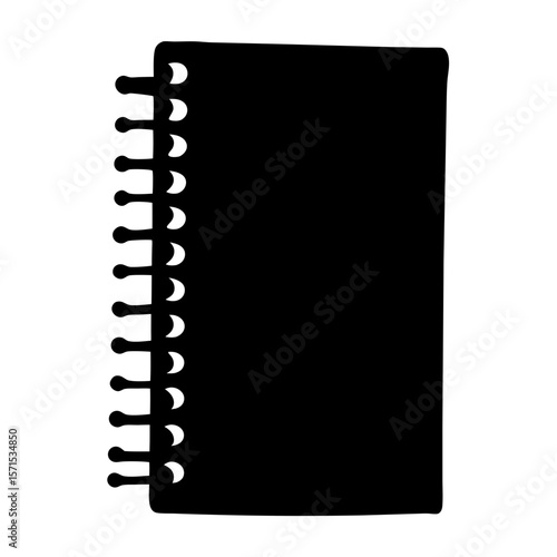 Simple black and white spiral notebook sketch, creative minimalistic illustration