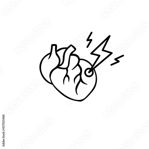 Vibrant stylized heart with bold lightning symbol, indicating powerful energy and emotion.