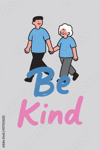 Be Kind Message Illustrated with Two People Holding Hands