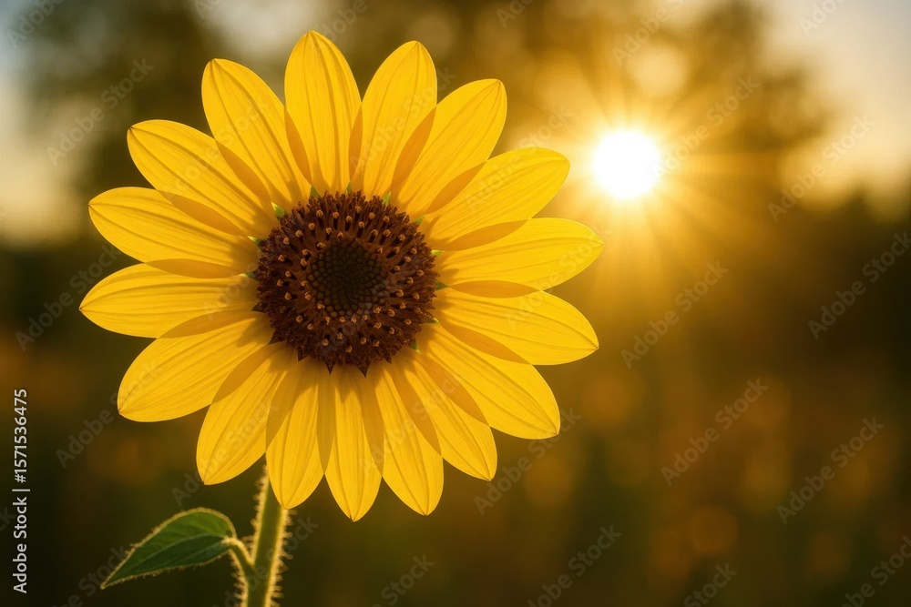 Fototapeta premium A Sunflower Basks in the Warm Glow of Dusk
