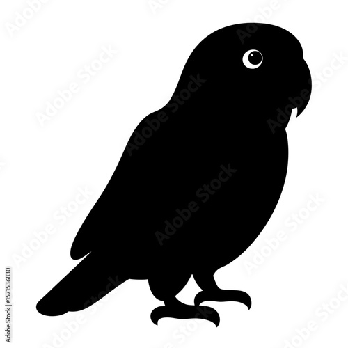 Silhouette illustration of a parrot, showcasing its distinctive shape and features