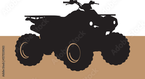 Silhouette of an all-terrain vehicle on brown terrain representing adventure and freedom