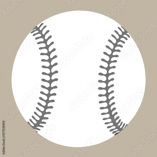 Classic baseball illustration with stitching and red seams on a white background