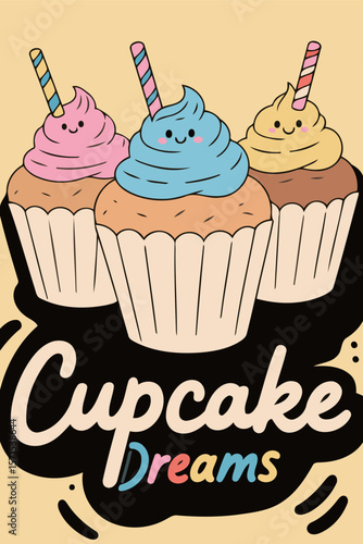 Cupcake Dreams with Colorful Frosting and Straws