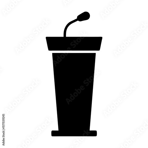 Black silhouette of a podium with a microphone, suitable for public speaking