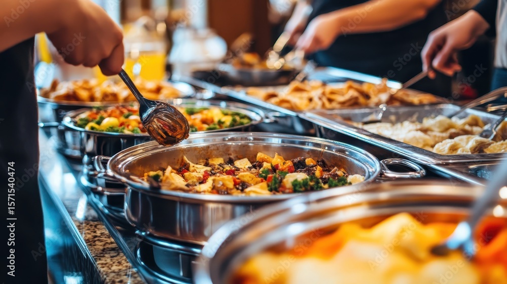 Fototapeta premium Delicious Buffet Spread with Fresh Foods and Colorful Ingredients