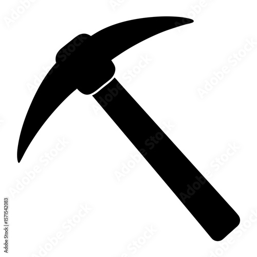 Silhouette of a pickaxe, a mining tool used for excavation