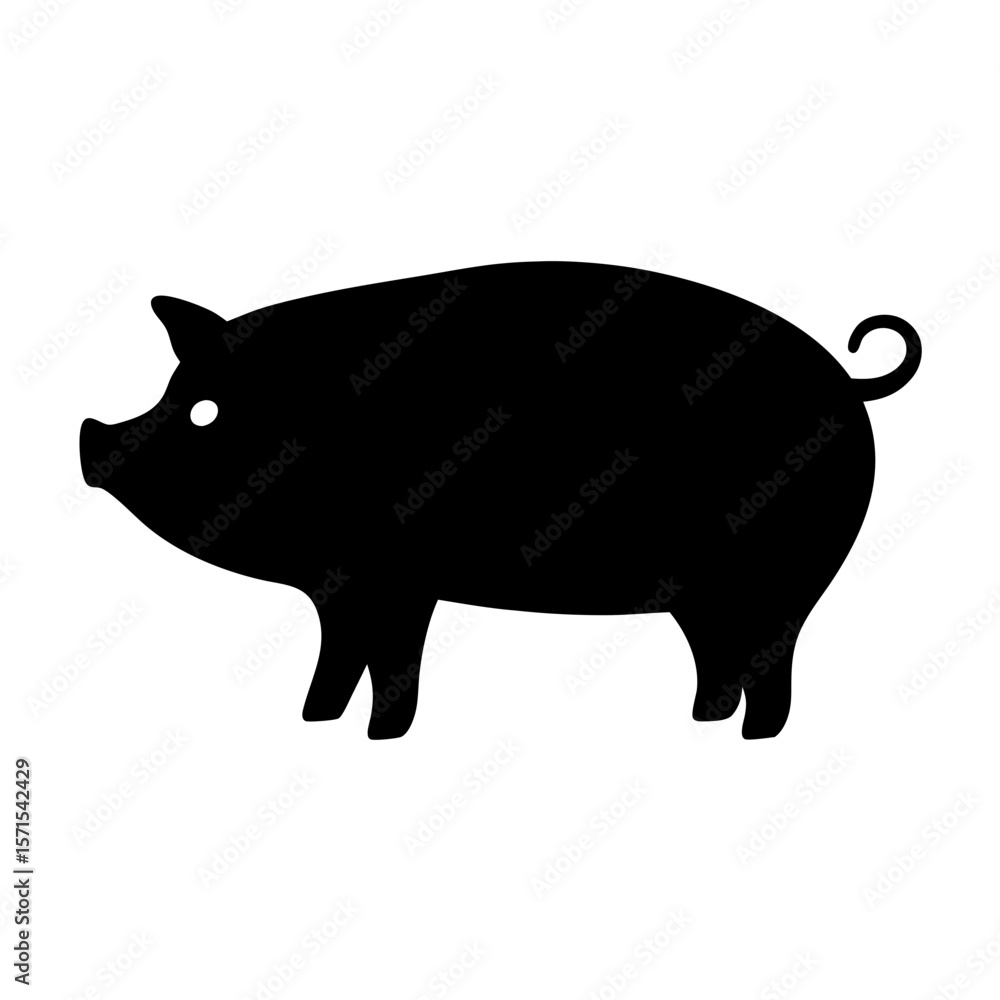 Fototapeta premium Simple, bold silhouette of a pig in black and white colors