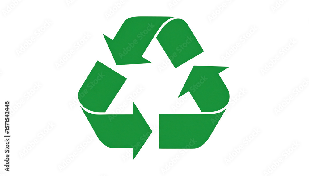 Fototapeta premium Flat Green Recycling Arrows Icon – Eco Symbol for Apps and Websites on White Background