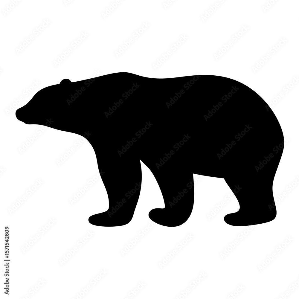 Fototapeta premium Silhouette of a Brown Bear Standing Tall Against a White Background