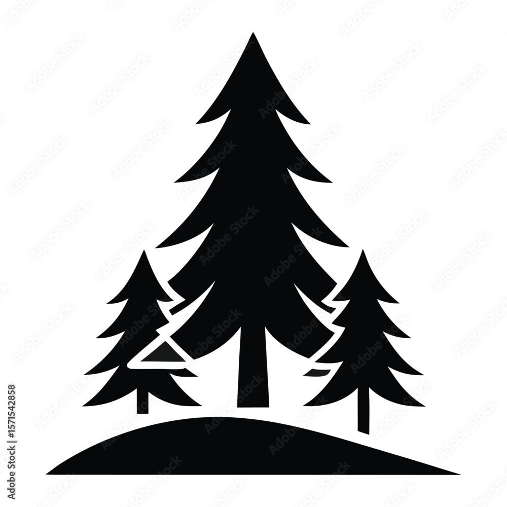 Obraz premium fir forest tree black color icon vector on white background