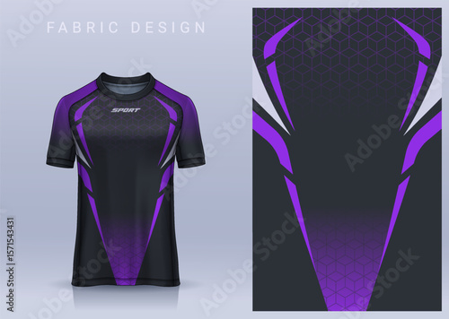 Fabric textile design for Sport t-shirt, Soccer jersey mockup for football club. uniform front view.	