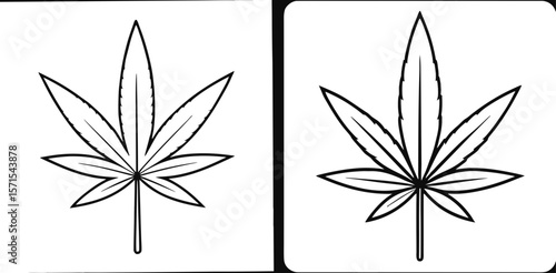 Cannabis Plant Coloring Book Page – Outline Line Art Medicinal Herb Illustration for Kids and Adults