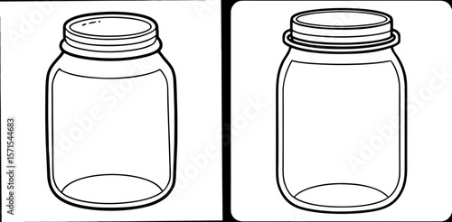 Glass Mason Jar Coloring Book Page – Outline Line Art Vintage Storage Container for Kids and Adults