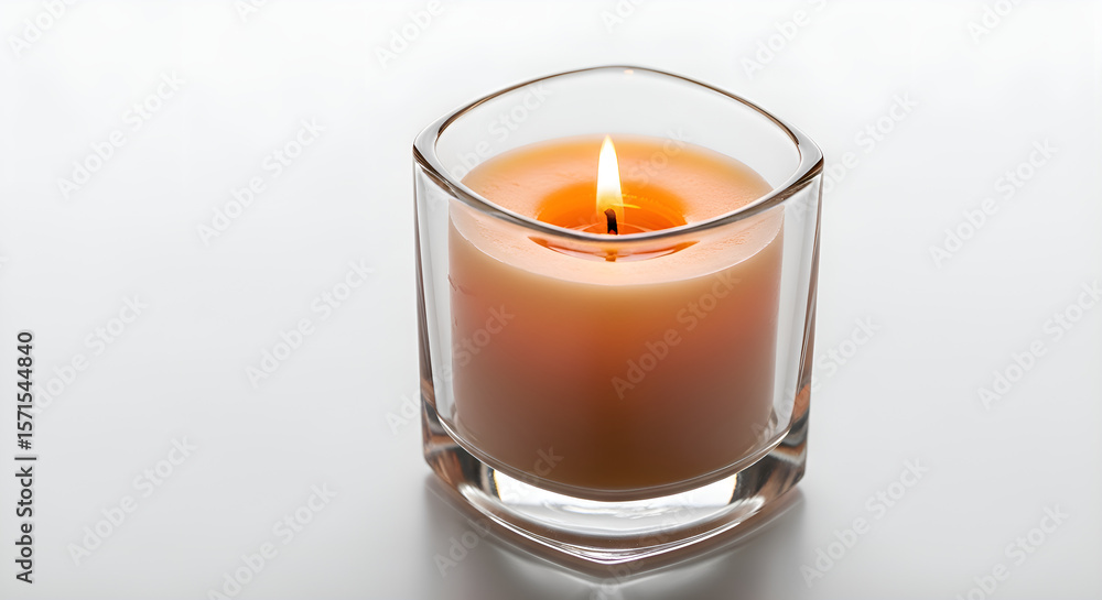 A close up decorative candle in glass holder for bedroom, placed on white background A close up decorative candle in glass holder for bedroom, placed on white background