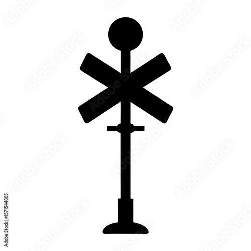 Simple black and white minimalist railroad crossing sign vector illustration design