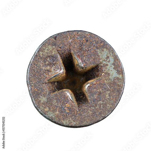 Close up old and rusty nut or screw head