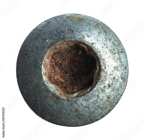 Close up old and rusty nut or screw head