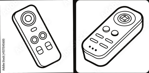 Remote Coloring Book Page – Outline Line Art Electronic Device Design for Kids and Adults