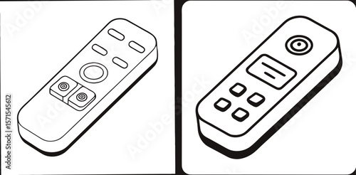 Remote Coloring Book Page – Outline Line Art Electronic Device Design for Kids and Adults