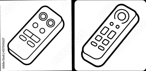 Remote Coloring Book Page – Outline Line Art Electronic Device Design for Kids and Adults
