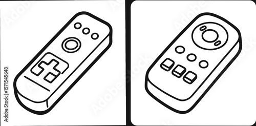 Remote Coloring Book Page – Outline Line Art Electronic Device Design for Kids and Adults