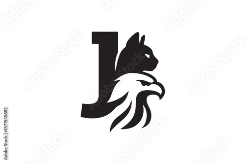 H Cat Eagle logo Design Palash Vector Silhouette On White Background.01