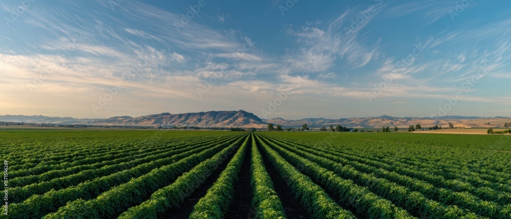 The serene landscape of lush green fields under a clear blue sky. The serene landscape of lush green fields under a clear blue sky.