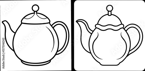 Teapot Coloring Book Page – Outline Line Art Classic Tea Kettle Design for Kids and Adults