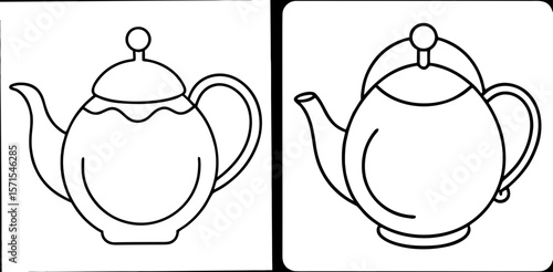 Teapot Coloring Book Page – Outline Line Art Classic Tea Kettle Design for Kids and Adults