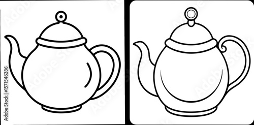 Teapot Coloring Book Page – Outline Line Art Classic Tea Kettle Design for Kids and Adults