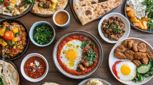 Wallpaper Mural Delicious Variety of Colorful Dishes on a Rustic Wooden Table Torontodigital.ca