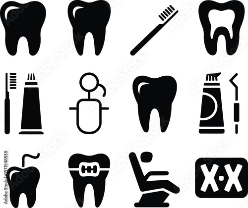 Dental Care Icons Set for Healthcare Design