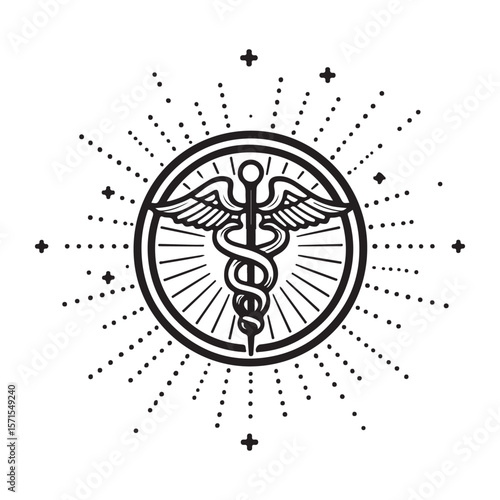 Abstract vector illustration of a zodiac symbol, a world symbol, and a business technology target design icon