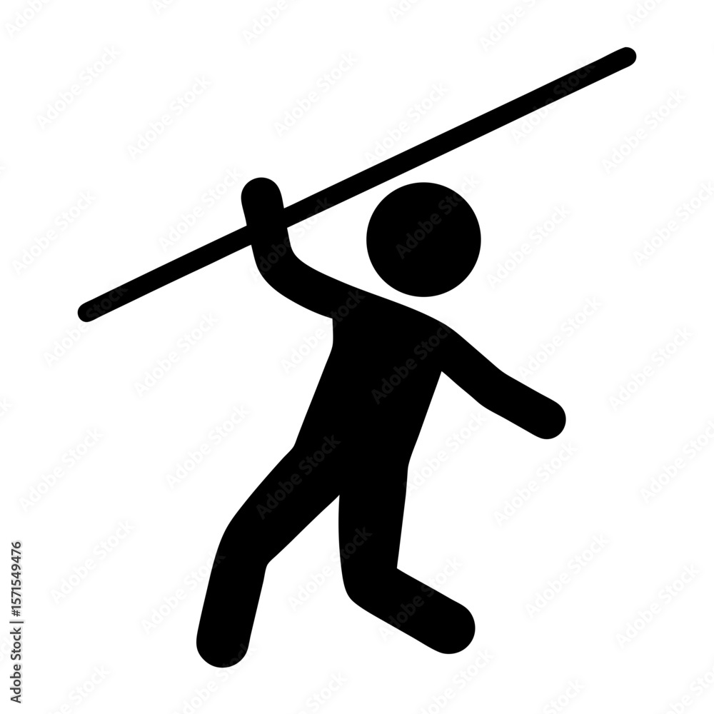 Stick figure athlete preparing to throw a javelin in a competition Stick figure athlete preparing to throw a javelin in a competition