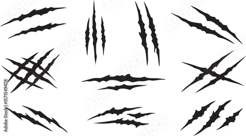 Dynamic Claw Marks and Scratches Vector Set for Aggressive Design Elements