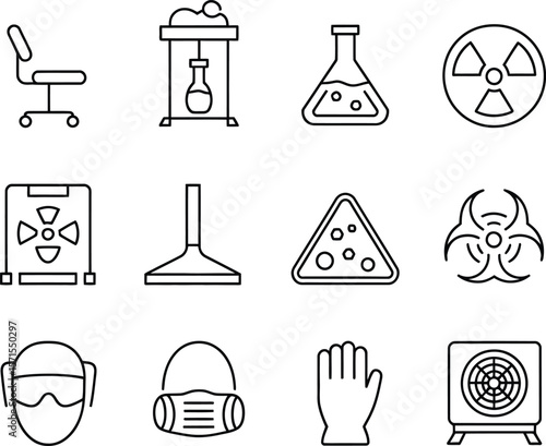 Safety Equipment and Laboratory Tools Icons
